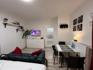 Televízia a/alebo spoločenská miestnosť v ubytovaní Wileńska Express Apartment
