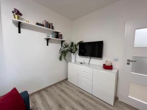 Televízia a/alebo spoločenská miestnosť v ubytovaní Wileńska Express Apartment