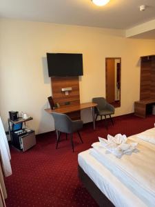 TV a/nebo společenská místnost v ubytování Hotel Schwibbogen Altstadt & Appartements