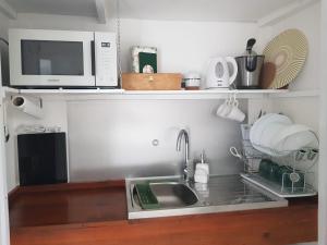 a kitchen with a sink and a microwave at Roma - Casalpalocco - Amipsia in Casal Palocco