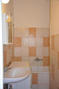 a bathroom with a sink and a tub at Apartment Aida in Prague