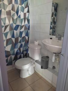 un baño con inodoro y lavabo en Vivir en Santiago, en Santiago 30 fotos más