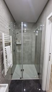 a shower in a bathroom with a glass shower stall at Feira Central Loft in Santa Maria da Feira