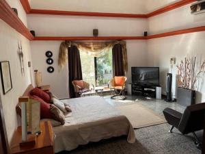 Una televisión o centro de entretenimiento en Casa Pino Residencia de Lujo - Alberca con Caldera Incluido