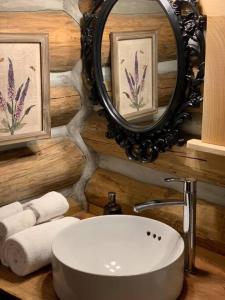 Bilik mandi di Wind Down Log Cabin in the Woods with Cozy Woodstove +19 gambar