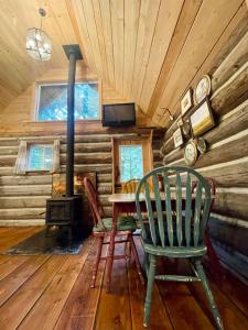 TV a/nebo společenská místnost v ubytování Slow-Go Log Cabin in the Woods with Cozy Woodstove