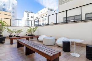 Μπαλκόνι ή βεράντα στο República - Cama Queen, Rooftop, Garagem e AC