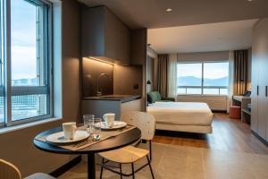 Кровать или кровати в номере Hotel Bahía de Vigo
