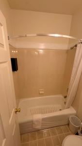 a bathroom with a bath tub and a toilet at Temple View Lodge in Manti