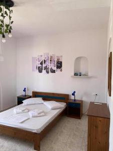 Posteľ alebo postele v izbe v ubytovaní Palmos Self-Catering Apartment with sea view