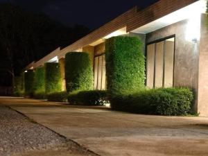 ein Gebäude mit grünen Büschen an der Seite in der Unterkunft boomresort in Ron Phibun