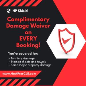 Oakwood Beach - Lake Front - Geneva-On-The-Lake في أشتابولا: ملصق لعامل الأضرار الطارئة في كل حجز