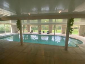 Au Charme du Lac Espace bien être et Piscine chauffé proche parc et restaurant du casino内部或周边的泳池