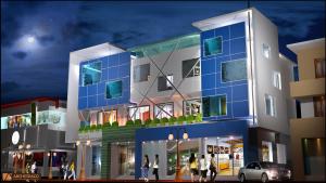 a rendering of a building with people walking in front at Hotel Prathiba Heritage in Trivandrum