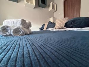 克拉约瓦Tiny Studio Universitate的床上有一堆毛巾