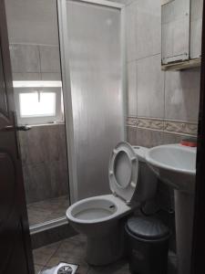 a bathroom with a toilet and a sink at ENGIN APARTMENT in Struga +10 photos