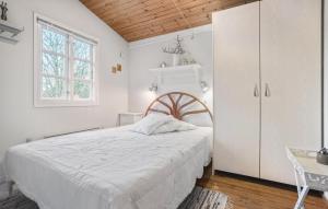 a white bedroom with a large bed and a window at 3 Bedroom Nice Home In Roslev in Roslev