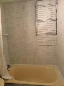 a bathroom with a bath tub with a window at Appart Cosy 4 Personnes - Ski aux Pieds, Les Orres in Les Orres +24 photos