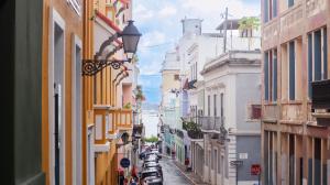 a view of a city street with buildings at Old San Juan Apartment in San Juan