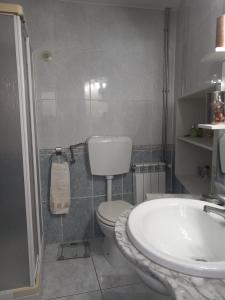 a bathroom with a white toilet and a sink at Casa do Paço com Jardim Privado - Centro de Terras de Bouro, Gerês in Terras de Bouro +26 photos