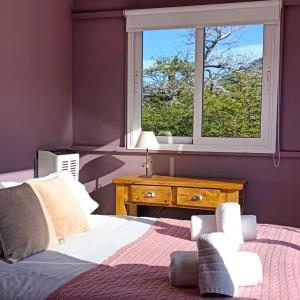 a bedroom with a large bed and a window at Aizeder - Eco Container in El Chalten