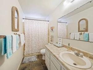 a bathroom with a sink and a toilet and a mirror at Ocean Front Paradise with Hot Tub in Hawaii in Keaau +18 photos