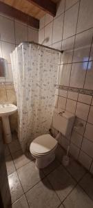 un baño con inodoro y lavabo en Hospedaje Don Hilario, en Gobernador Gregores 13 fotos más
