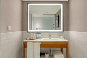 a bathroom with a sink and a large mirror at Sheraton Buenos Aires Hotel & Convention Center in Buenos Aires