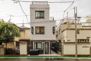 a large white house with a green line in front of it at residence MINAMI-AOYAMA102 in Tokyo