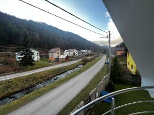 a view of a road from a bus at 3izbový rodinný dom s krbom in Ružomberok +2 photos