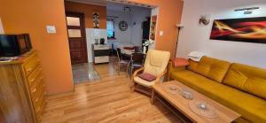 Televízia a/alebo spoločenská miestnosť v ubytovaní Apartament cynamonowy