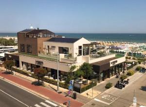 an overhead view of a street with a building at Hotel Napoleon in Riccione