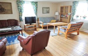 a living room with couches chairs and a television at Holiday Home Flattinge Vittaryd Iv in Kvänarp