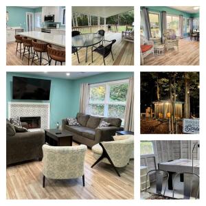 eine Collage mit Bildern eines Wohn- und Esszimmer in der Unterkunft Quantico Graduation Home Visit DC 5 bedrooms 2 King Beds Stafford in Stafford