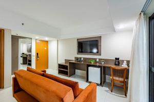 Kuchyň nebo kuchyňský kout v ubytování 710 Conforto com vista maravilhosa para o Rio