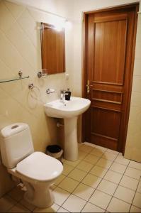 a bathroom with a toilet and a sink at Lux-Apartment in Medieval Part of Old Riga in Riga +21 photos