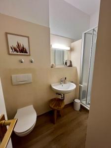Koupelna v ubytování Wundervolle Ferienwohnung mit Bademantelzugang zur Therme