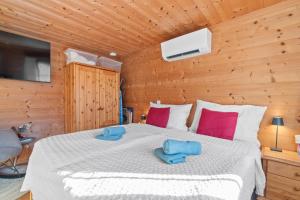 Voodi või voodid majutusasutuse Gemütliches Chalet mit privater Sauna und schöner Aussicht toas