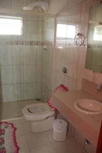 uma casa de banho com um WC e um lavatório em Pousada Charme da Serra em Bom Jardim da Serra