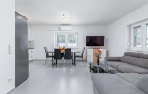 a living room with a couch and a table with chairs at Ferienhaus Anton in Peroj
