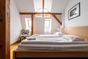 Posteľ alebo postele v izbe v ubytovaní Victus Apartamenty, Apartament Royal