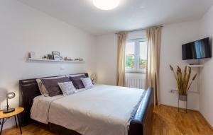 a bedroom with a large bed and a television at Beautiful Home In Pula in Pula