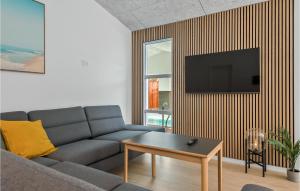 a living room with a couch and a tv on a wall at Gorgeous Home In Ebeltoft With Sauna in Ebeltoft