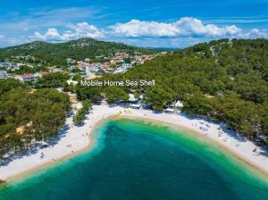 an aerial view of aussie home sea shell beach at Mobile Home Sea Shell Šime, Drage in Drage
