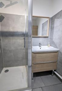 a bathroom with a shower and a sink at Le Clairvaux - Proche centre avec 1 place en parking souterrain in Dijon