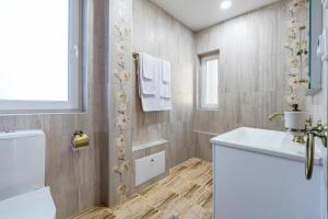 a bathroom with a sink and a toilet and a shower at Villa Nikol Apartment #1 in Raduil