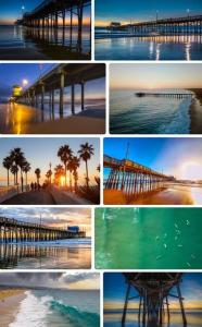 a collage of photos of a pier at the beach at Newport Beach Rendezvous in Newport Beach