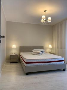 En eller flere senge i et værelse på Ammi - Central Apartment - Galati