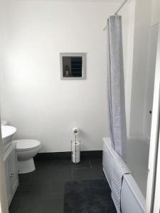 a white bathroom with a toilet and a sink at Spacious Property For Hols Base & Contractors Long or Short Stays C2C Western Lakes in Cleator Moor +11 photos
