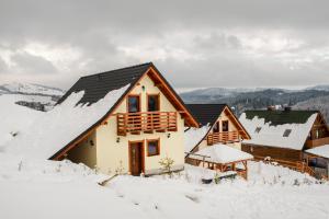 a house with snow on the roof at Domek u Małysza Istebna in Istebna